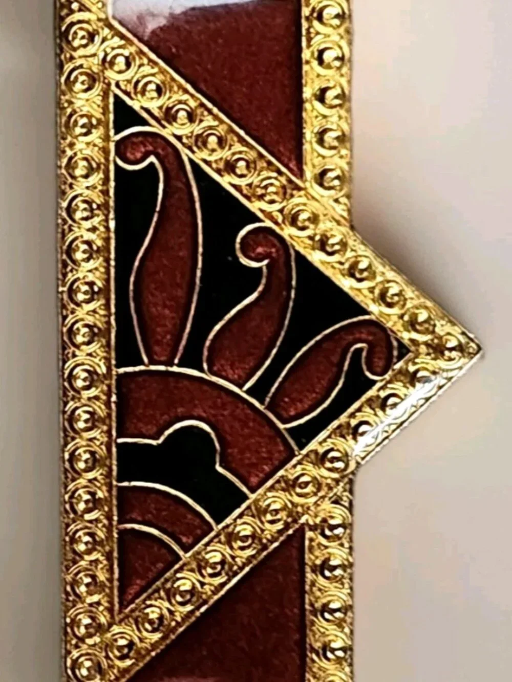 Vtg 1970s Pierre Bex Art Deco Revival Enamel Bar Brooch Pin Geometric Sun Motif - Picture 14 of 14